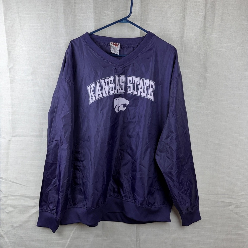 VTG Kansas State Wildcats Jacket Mens XL Purple NCAA Basketball Pullover Red Oak